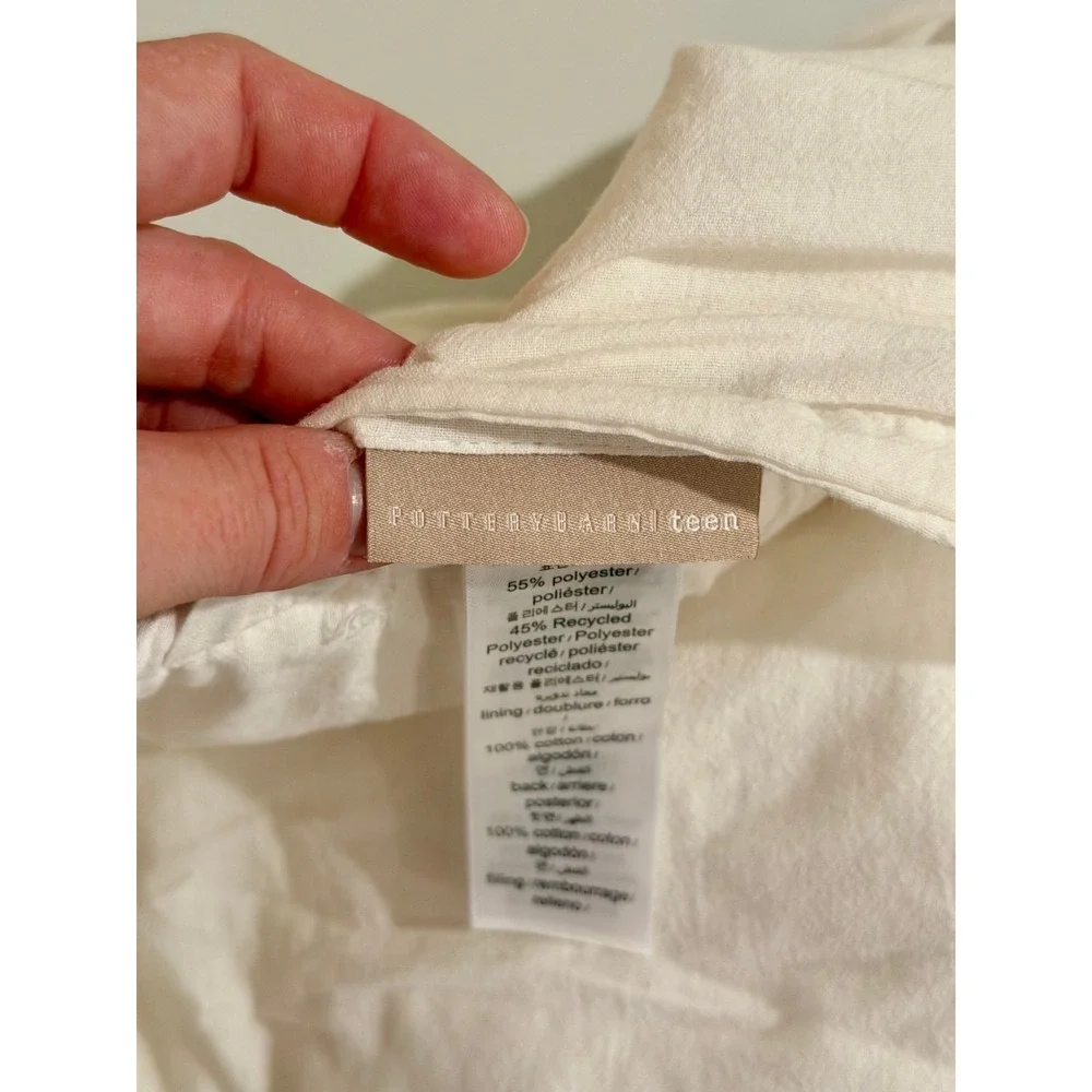 Pottery Barn Teen Cocoon Voile Quilted Sham White Standard‎ 20x26 Textured Puffy